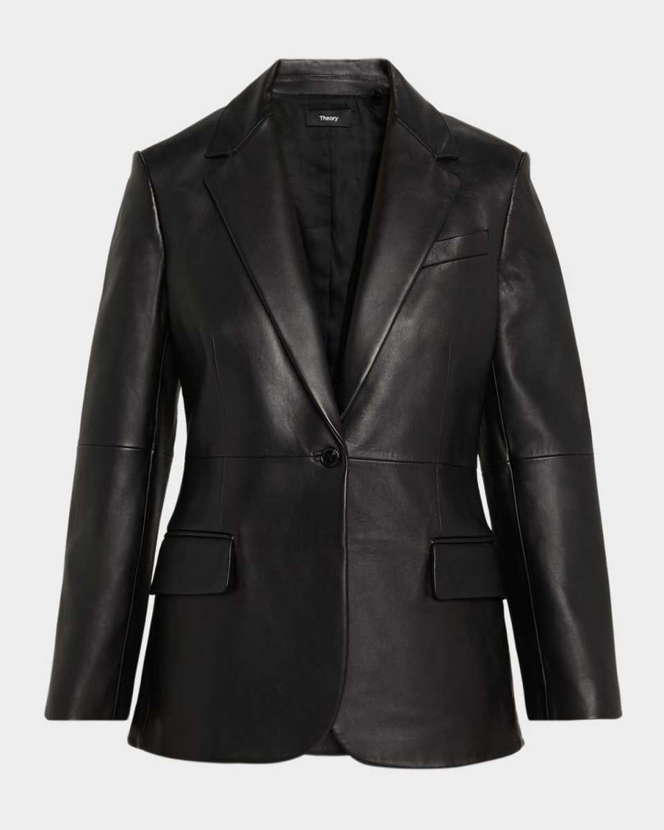 Lynnia Lambskin Leather Blazer